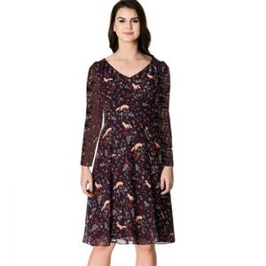eShakti Wayward Fancies Fox‎ Print Dress